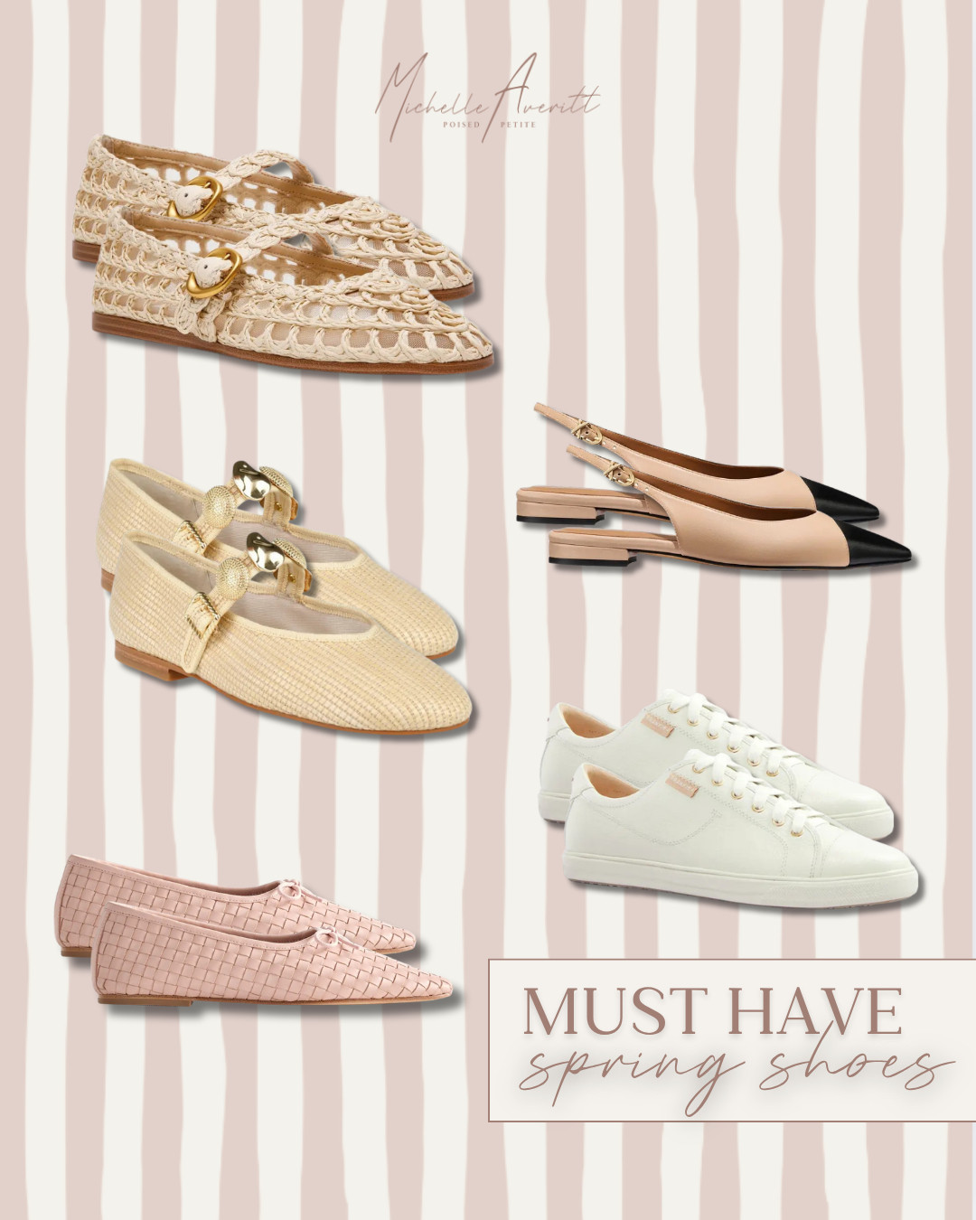 The perfect add to your closet this spring is a pair of flats or sneakers! These shoes will immediately become staple pieces in your wardrobe.

Chic colorful flats that pair well with multiple styles of outfits, and a go to pair of white sneakers. 

spring shoes, colorful flats, fashion over 40 

 #LTKgrwm #LTKSeasonal #LTKOver40