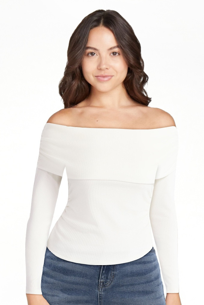 No Boundaries Off The Shoulder Top with Long Sleeves, Women’s - Walmart.com | Walmart (US)