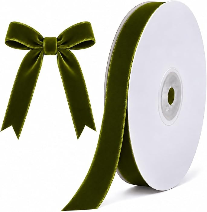 10 Yards Olive Green Velvet Ribbon for Christmas Tree, 5/8 Inch | Amazon (US)