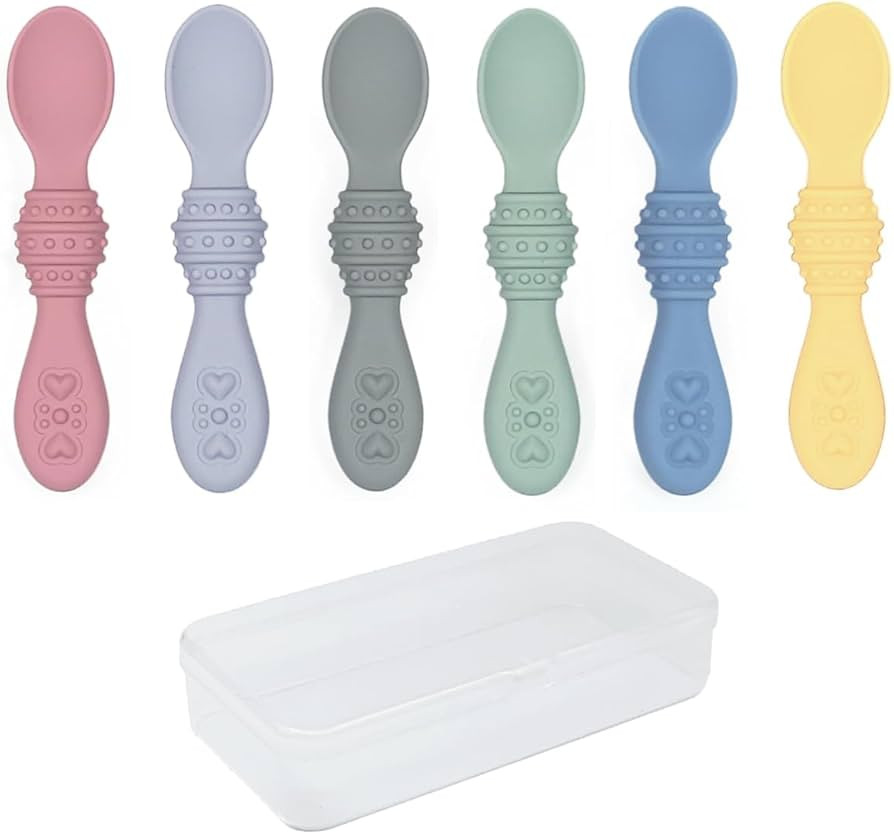 Elk and Friends Silicone Baby Spoons | Travel Case Included | First Stage Infant Toddler Spoon | ... | Amazon (US)