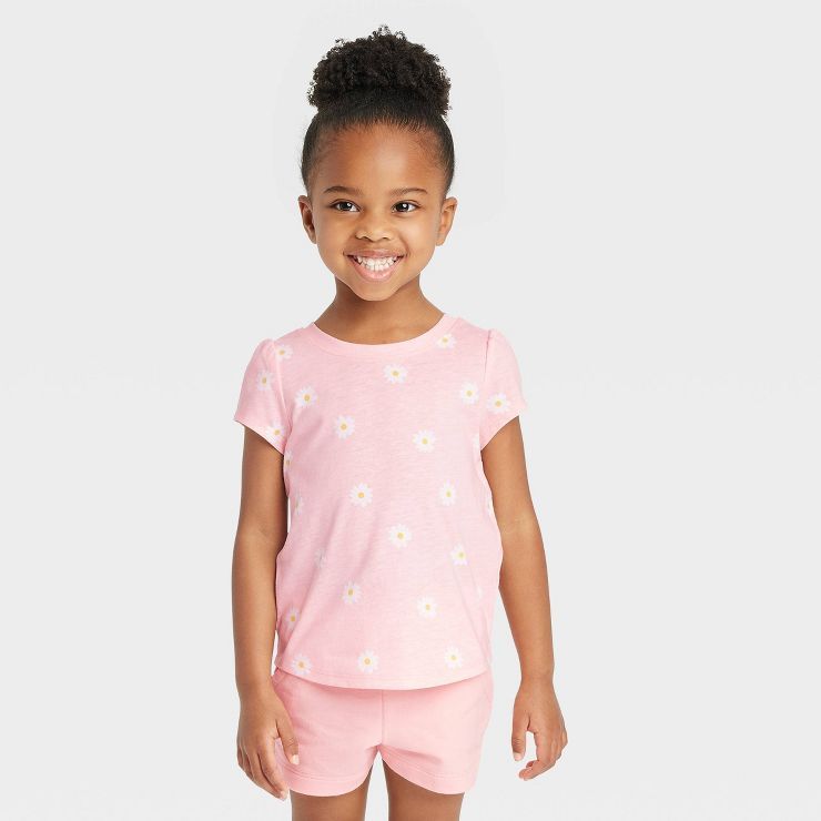 Toddler Girls' Floral Short Sleeve T-Shirt - Cat & Jack™ Pink | Target