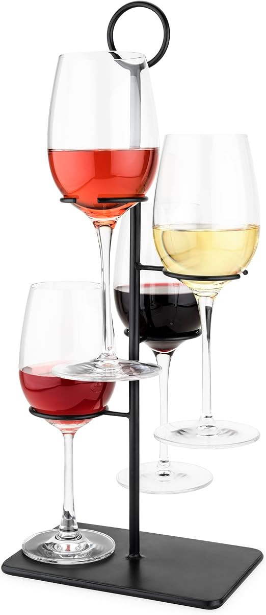 True Hover Flight Server Made of Iron, Holds 4 Stemmed Wine Glasses or Champagne Flutes, Hosting ... | Amazon (US)