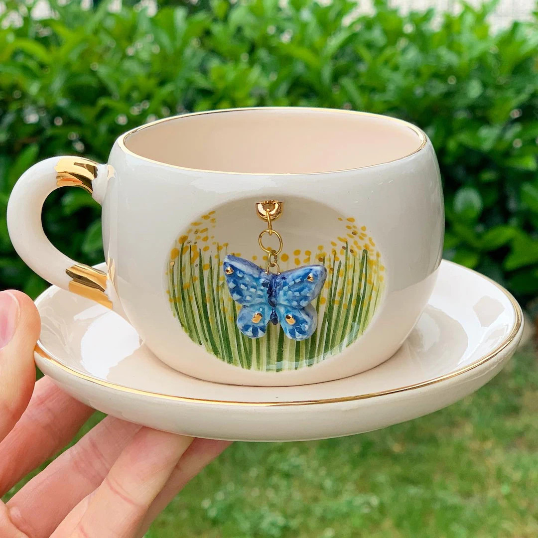 Butterfly Mug  Personalized Handmade Coffee or Tea Cup  - Etsy | Etsy (US)