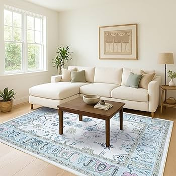Cream Green Oushak Rug, Modern, Vintage, Turkish, Eclectic, Floral, Pastel, Washable, Oversized, ... | Amazon (US)