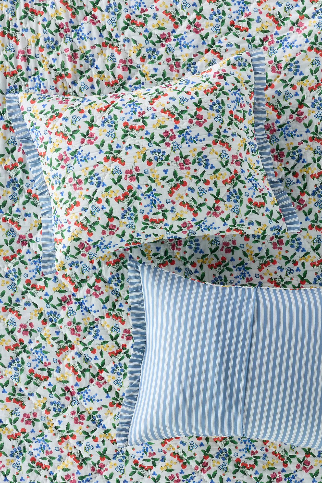 Cotton Voile Floral Printed Ruffle Shams, Set of 2 | Anthropologie (US)