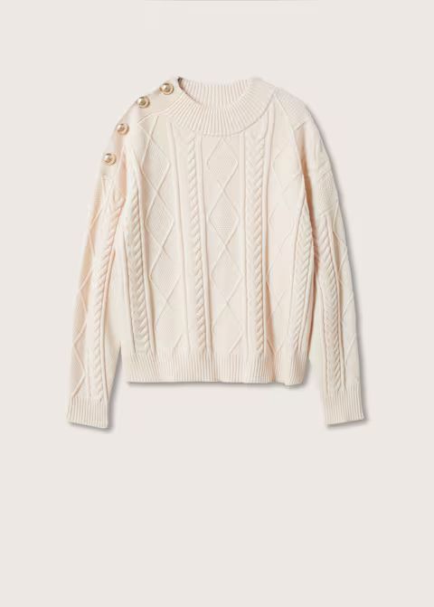 Buttoned knit braided sweater | MANGO (UK)