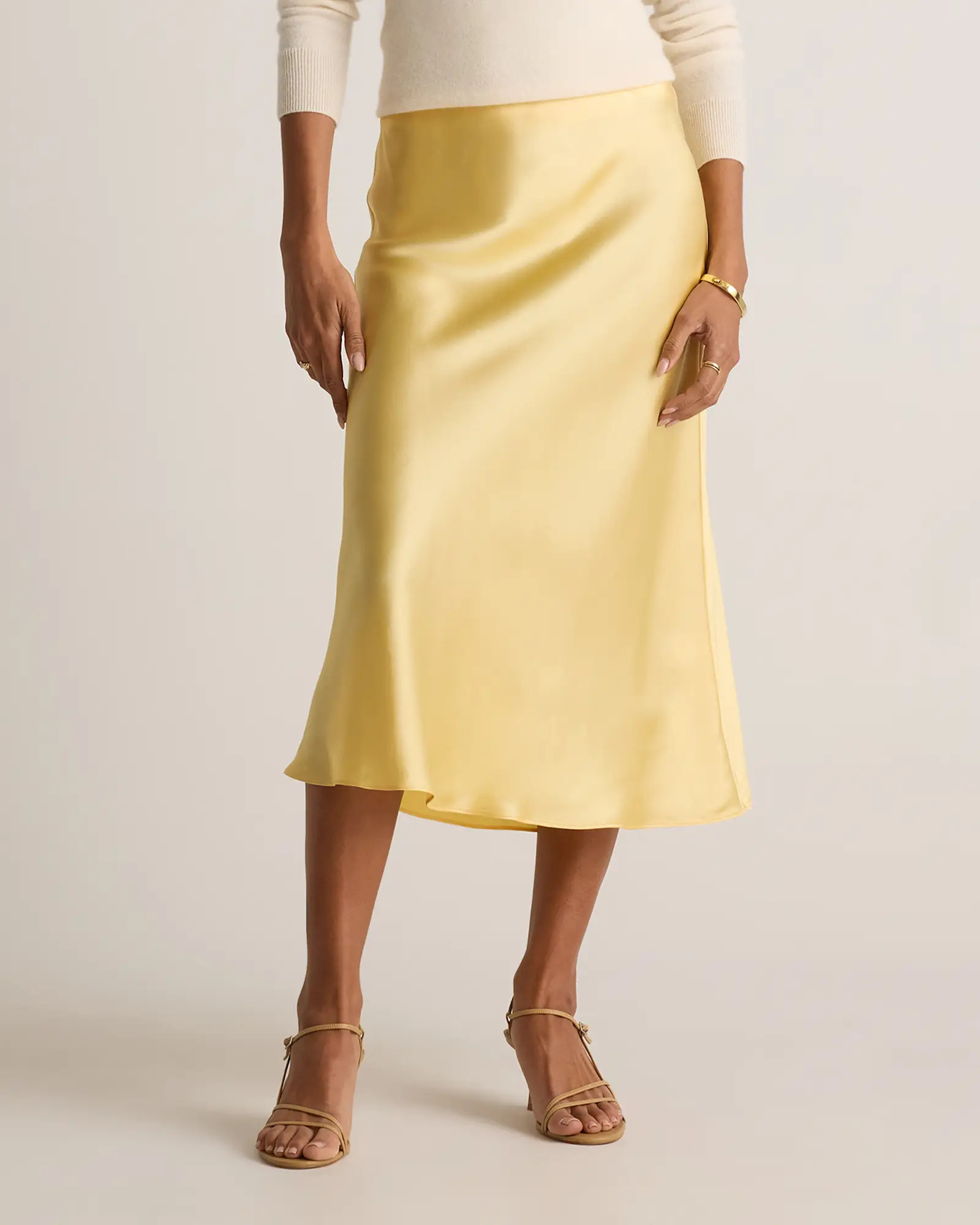 100% Washable Silk Skirt in Butter Yellow | Quince