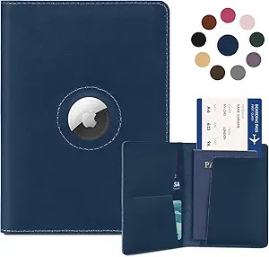 Airtag Passport Holder for Men Women Travel, Real Leather Passport Wallet, Handmade Passport Cove... | Amazon (US)