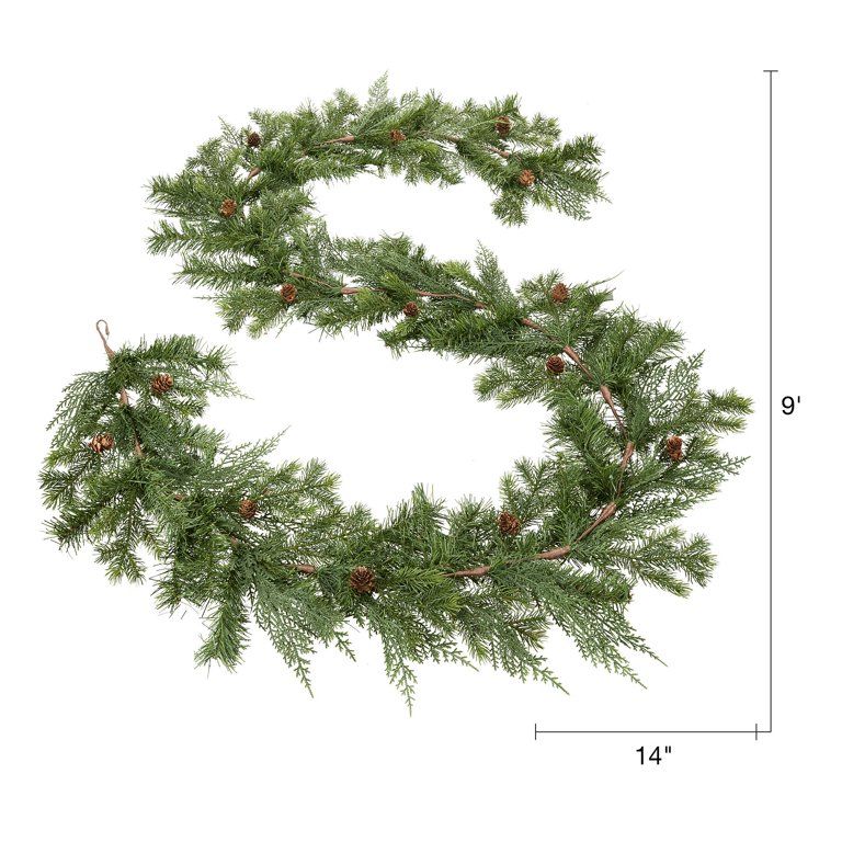 Holiday Time 9-Foot Artificial Sonoma Cypress Evergreen Christmas Garland - Walmart.com | Walmart (US)