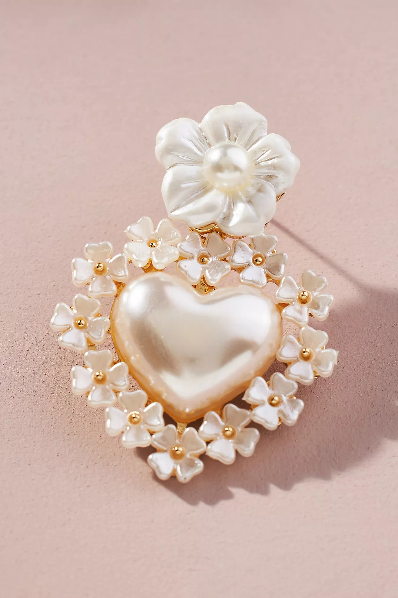 The Pink Reef Pearl Heart Earrings | Anthropologie (US)