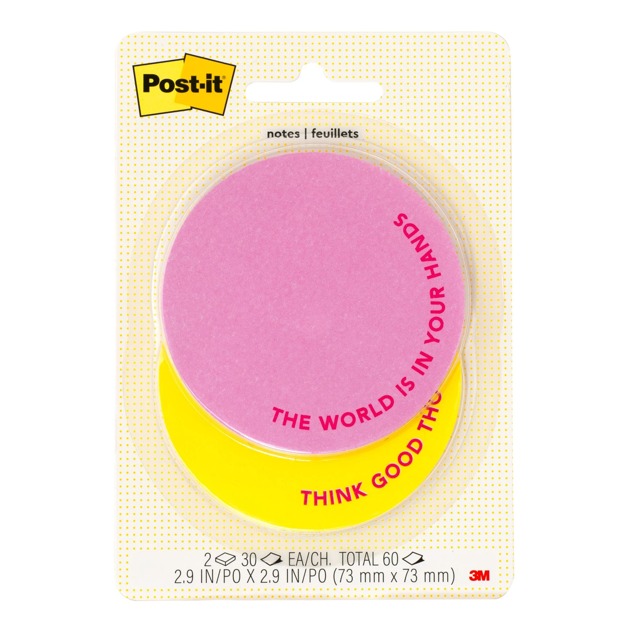 Post-it Circle Notes, Pink and Yellow, 2.9 in x 2.9 in, 2 pads - Walmart.com | Walmart (US)