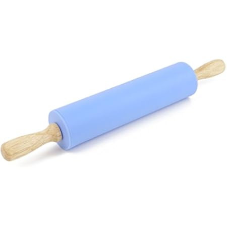 NASNAIOLL Silicone Rolling Pin Non Stick Surface Wooden Handle 1.97X15.15 (Blue) | Amazon (US)