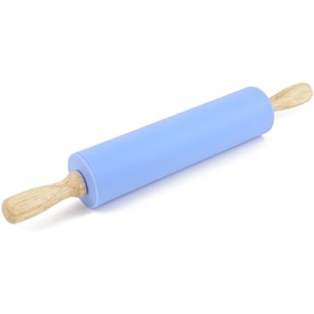 NASNAIOLL Silicone Rolling Pin Non Stick Surface Wooden Handle 1.97X15.15 (Blue) | Amazon (US)