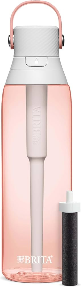 Brita Insulated Filtered Water Bottle with Straw, Reusable, BPA Free Plastic, Blush, 26 Ounce | Amazon (US)