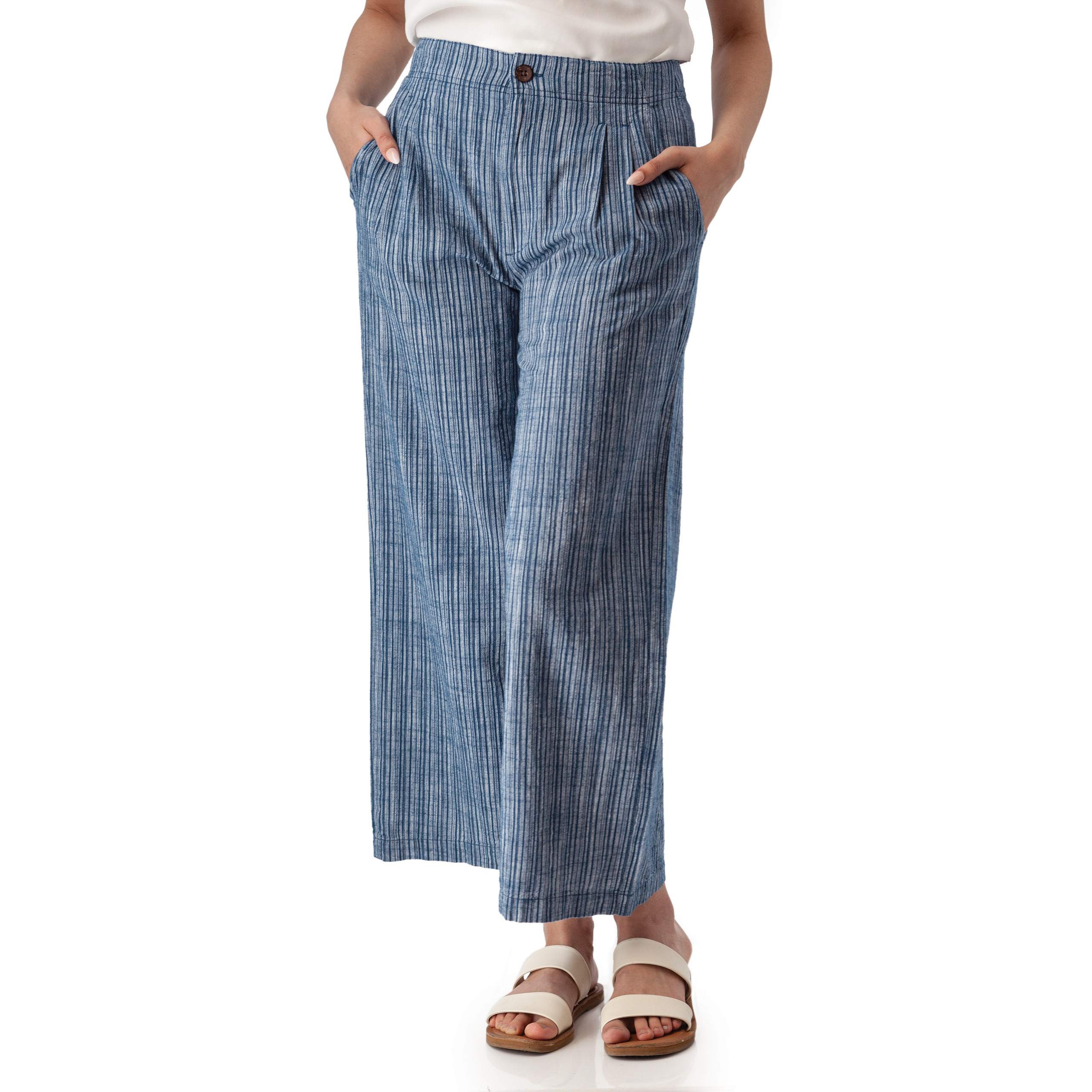 Leni Striped High Rise Wide Leg Ankle Pant | Aventura Clothing