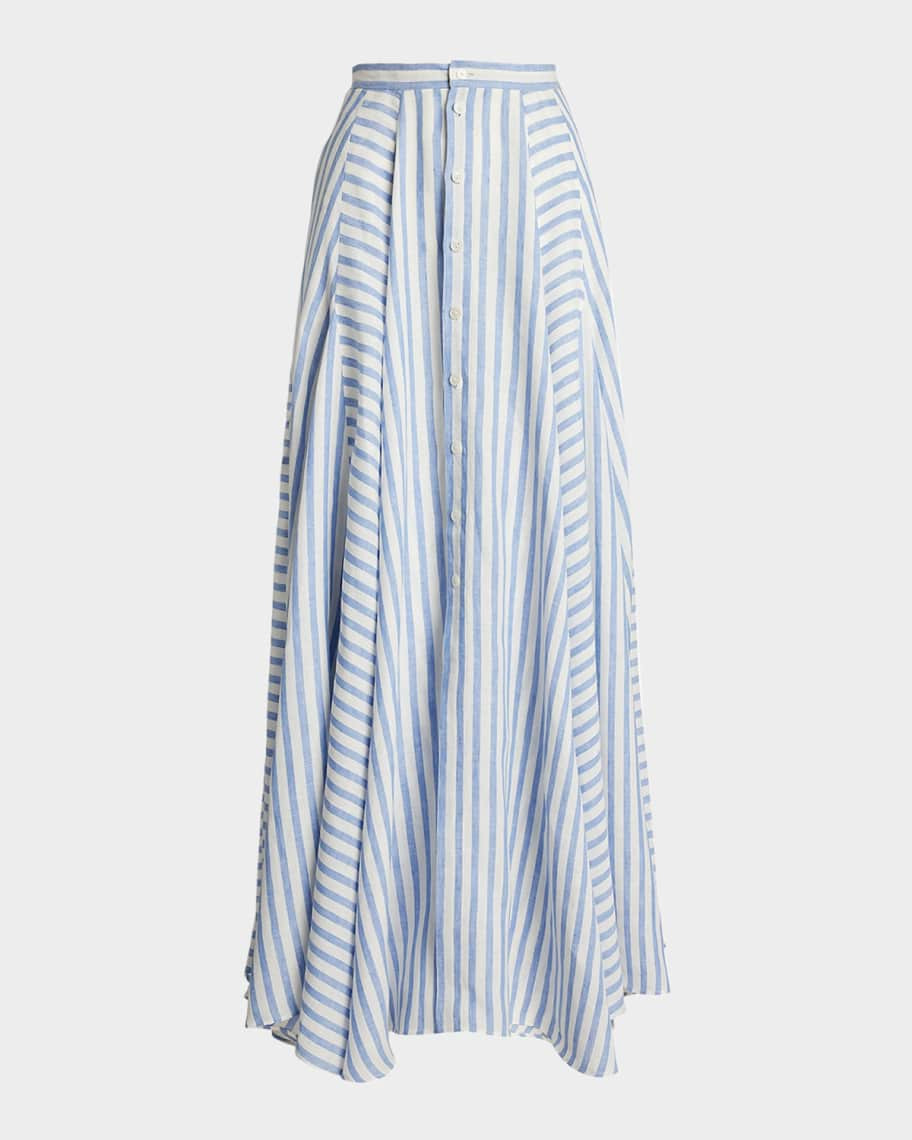 Shamus Umbrella Striped Linen Maxi Skirt | Neiman Marcus