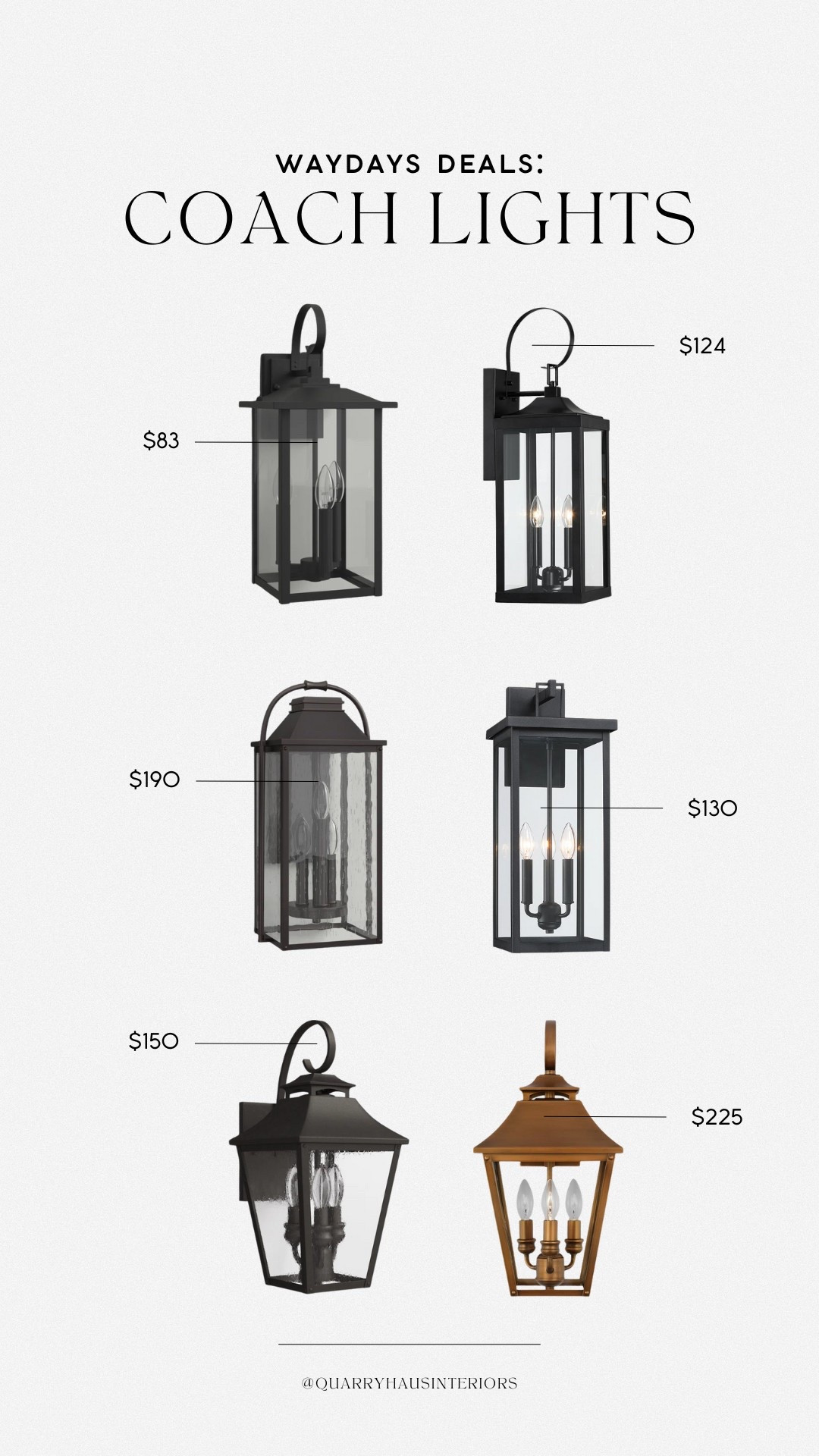 WAYDAY is going on now and ends TOMORROW! Shop my favorite coach lights here on major sale!

Outdoor sconce wall lighting budget friendly modern traditional 

#LTKHome #LTKFindsUnder100 #LTKSaleAlert
