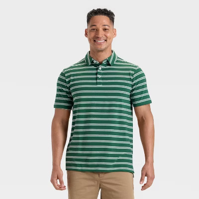 Men's Comfort Wear Striped Polo Shirt - Goodfellow & Co™ Green XL | Target