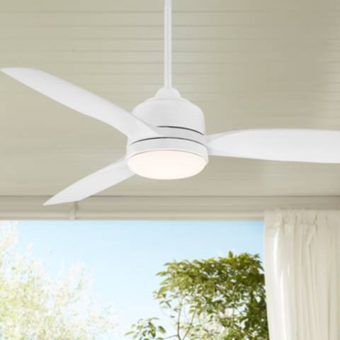 54" Casa Vieja Tres Aurora White Wet Rated LED Ceiling Fan with Remote | Lamps Plus