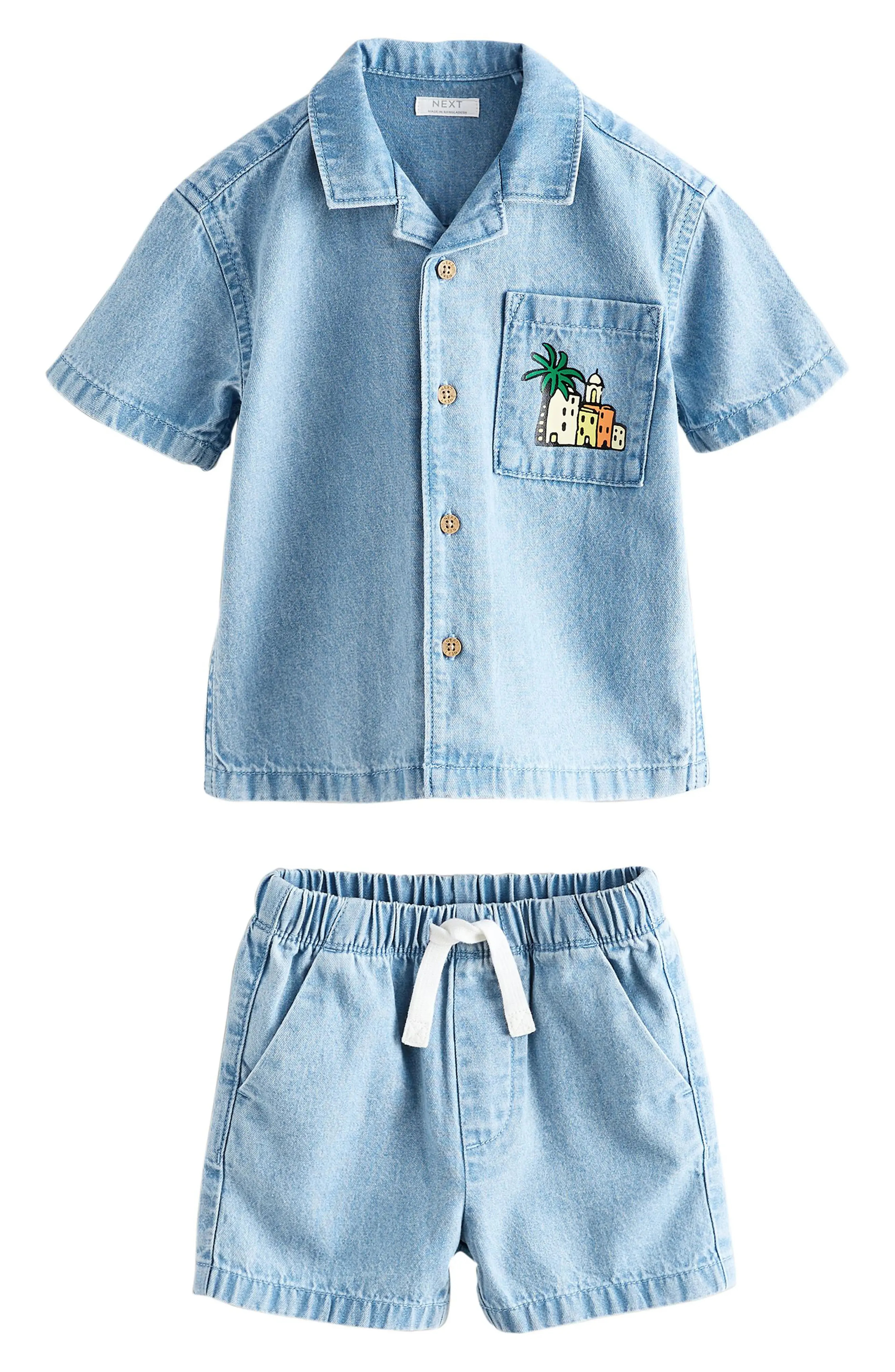 Kids' Graphic Denim Button-Up Top & Shorts Set (Men) | Nordstrom | Nordstrom
