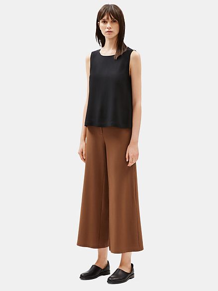 Lightweight Washable Stretch Crepe Wide-Leg Ankle Pant | Eileen Fisher