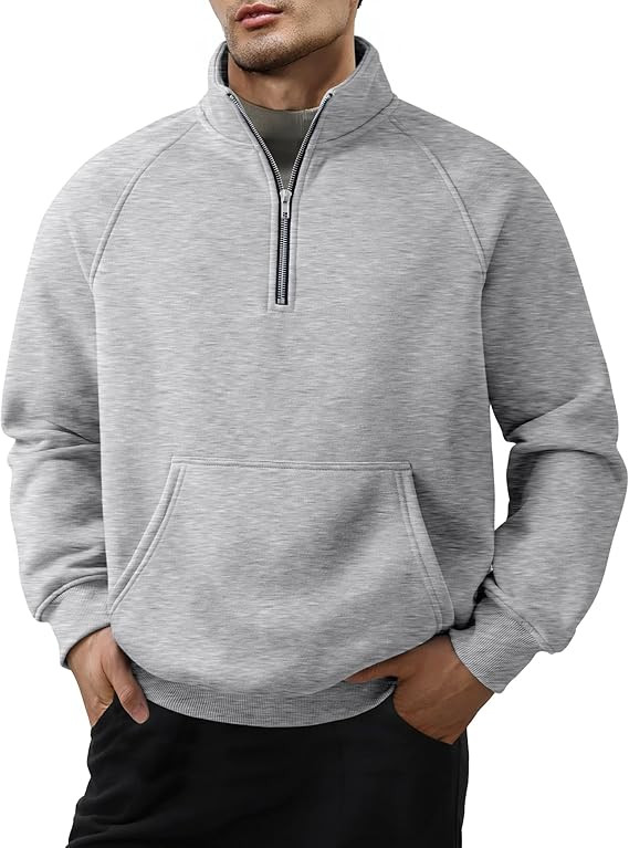 JMIERR Men's Quarter Zip Pullover Sweater Casual Fleece Cotton Fall Winter Family Outfit Warm Moc... | Amazon (US)