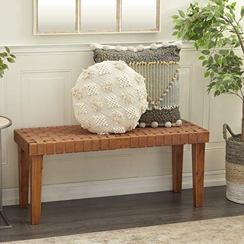 Deco 79 Rustic Wood Rectangle Bench, 45" x 16" x 19", Brown | Amazon (US)