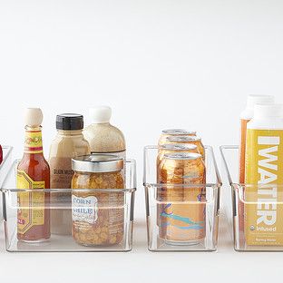 iDESIGN Narrow Deep Fridge Bins Tray Clear | The Container Store