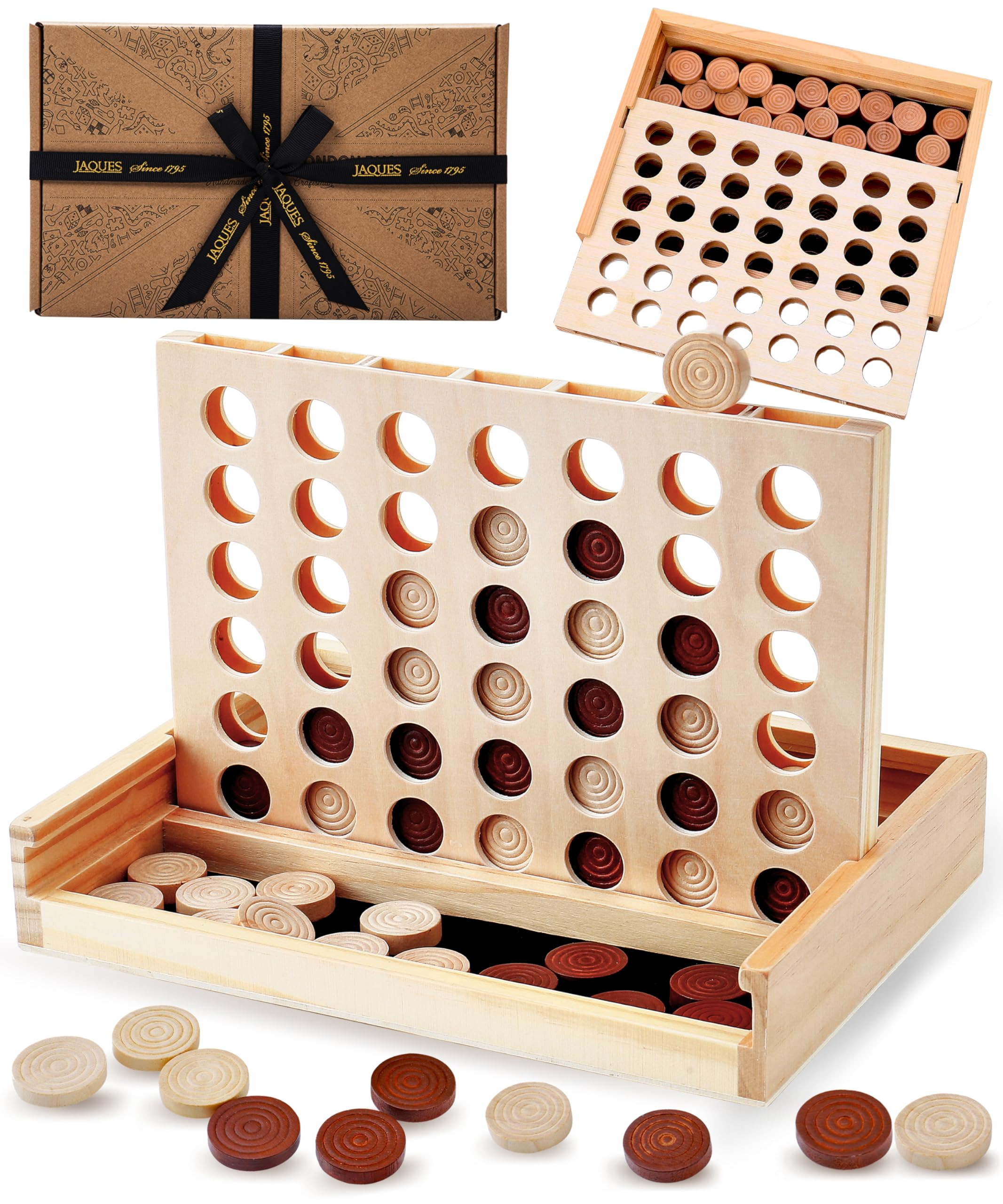 Jaques of London Luxury Score 4 in a Row Game | Wooden Travel Games for Adults and Kids | Wooden ... | Amazon (UK)