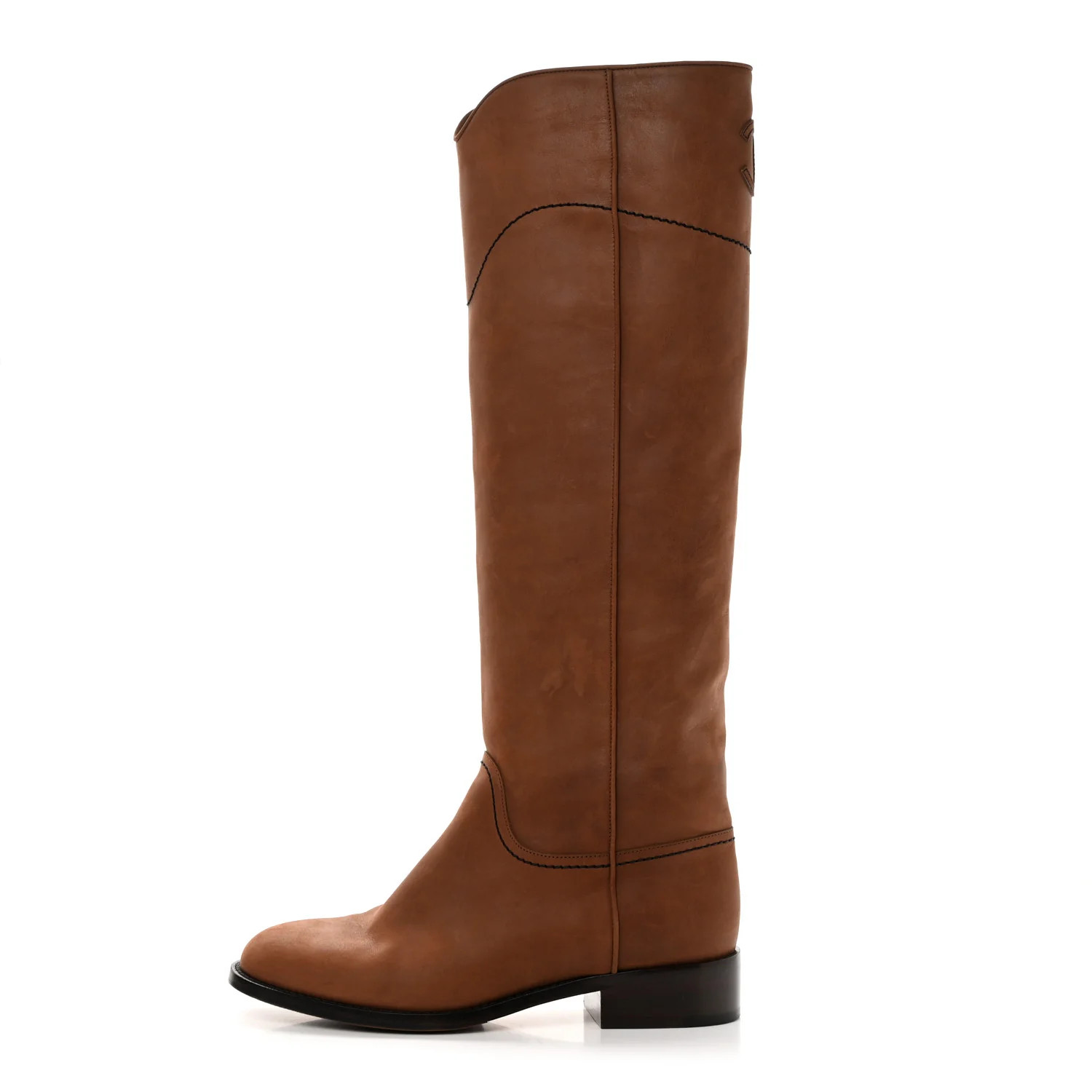 Calfskin Ascot Knee High CC Boots 37.5 Light Brown | FASHIONPHILE (US)