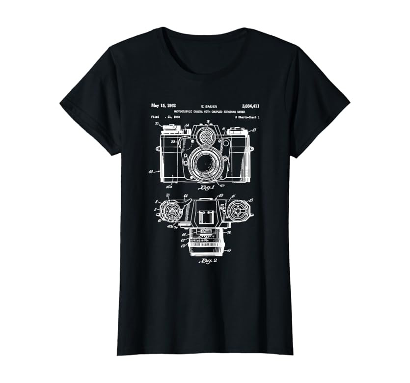Photography Lover Gift T-Shirt Camera Vintage Patent Print | Amazon (US)