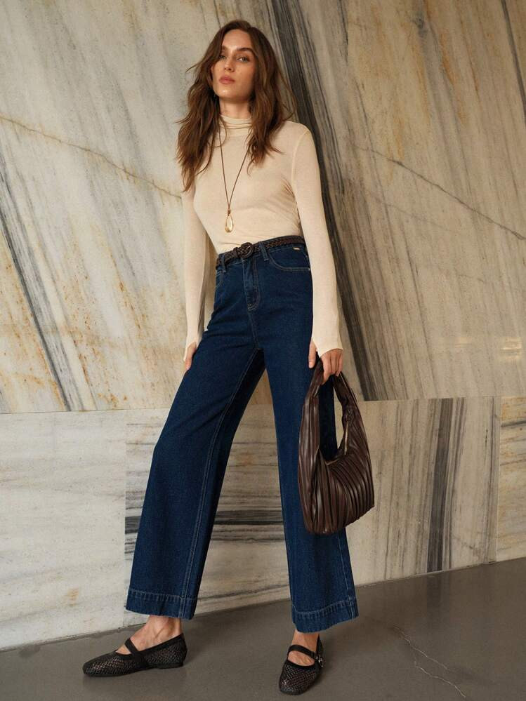 MOTF PREMIUM SLANT POCKET WIDE LEG JEANS | SHEIN