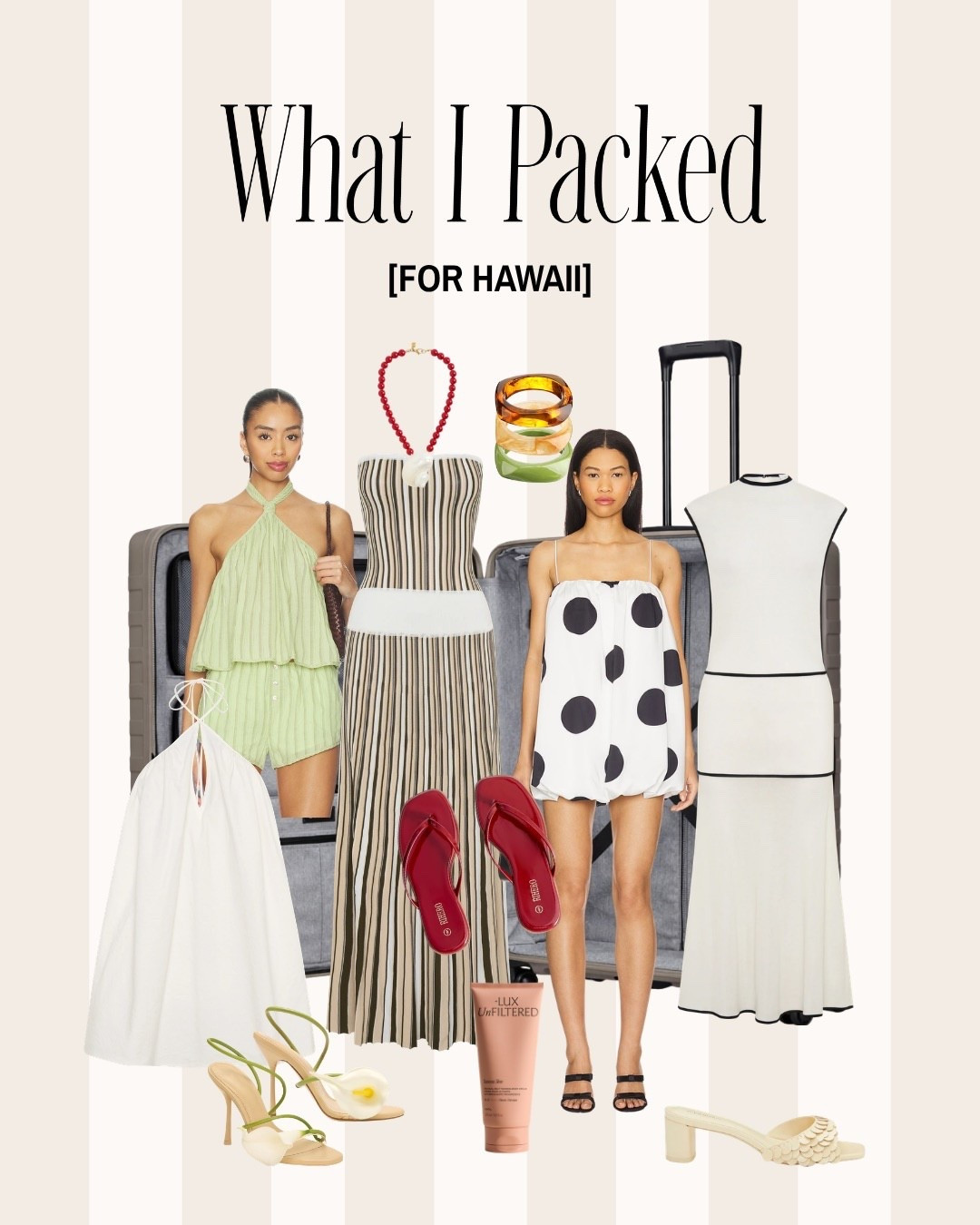 What I packed for Hawaii!🥥 


Hawaii outfits, vacation dresses, beach vacation outfits, beach dress, what I’m wearing in Hawaii, meshki dress, revolve dress, amazon heels, amazon flip flops, amazon resort wear, Hawaii resort wear, shell necklace, vacation looks 