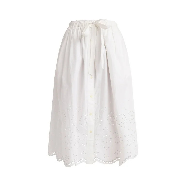 Free Assembly Women's and Women's Plus Cotton Eyelet Midi Skirt, Sizes XS-4X | Walmart (US)