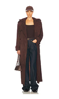 Helsa Suede Trench Coat in Saddle Brown from Revolve.com | Revolve Clothing (Global)