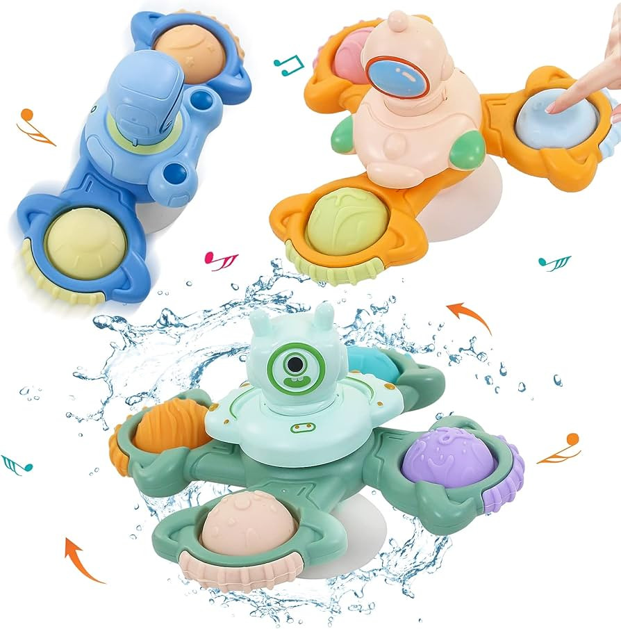 3Pcs Suction Cup Spinner Toys for Baby 12-18 Months, Infant Travel Spinning Top Toys Sensory Toys... | Amazon (US)