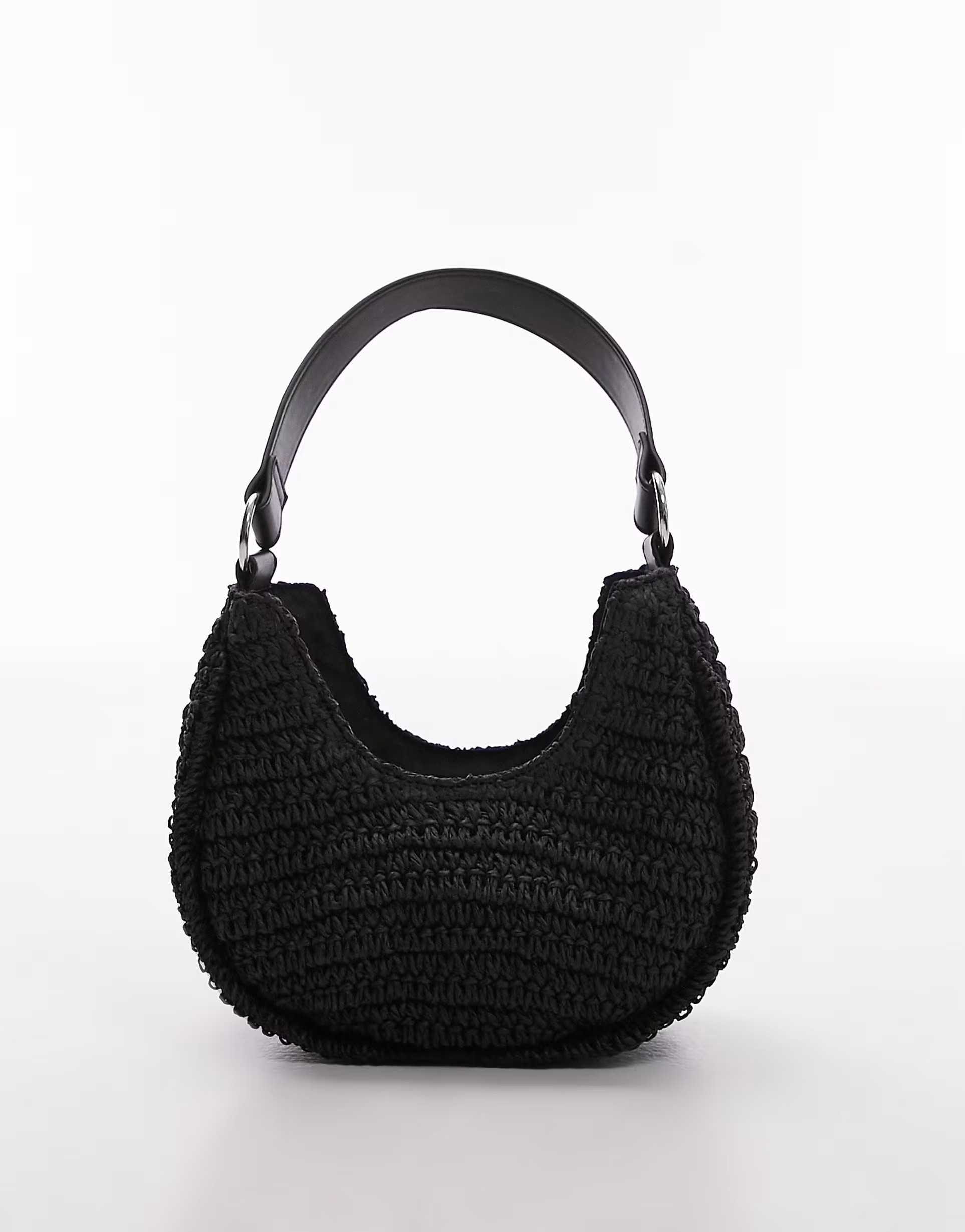 Topshop Sacha straw scoop shoulder bag with contrast handle in black | ASOS | ASOS (Global)