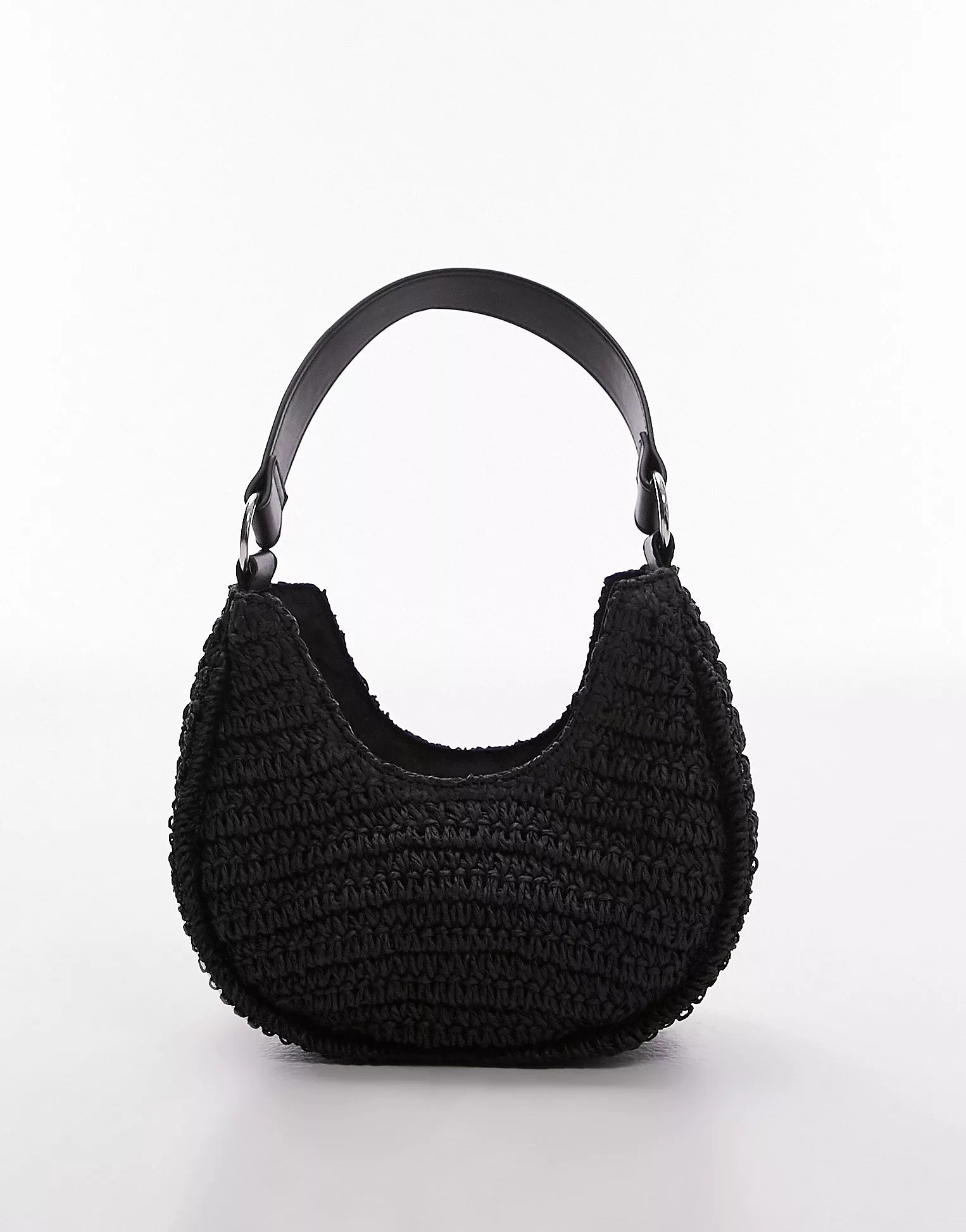 Topshop Sacha straw scoop shoulder bag with contrast handle in black | ASOS (Global)