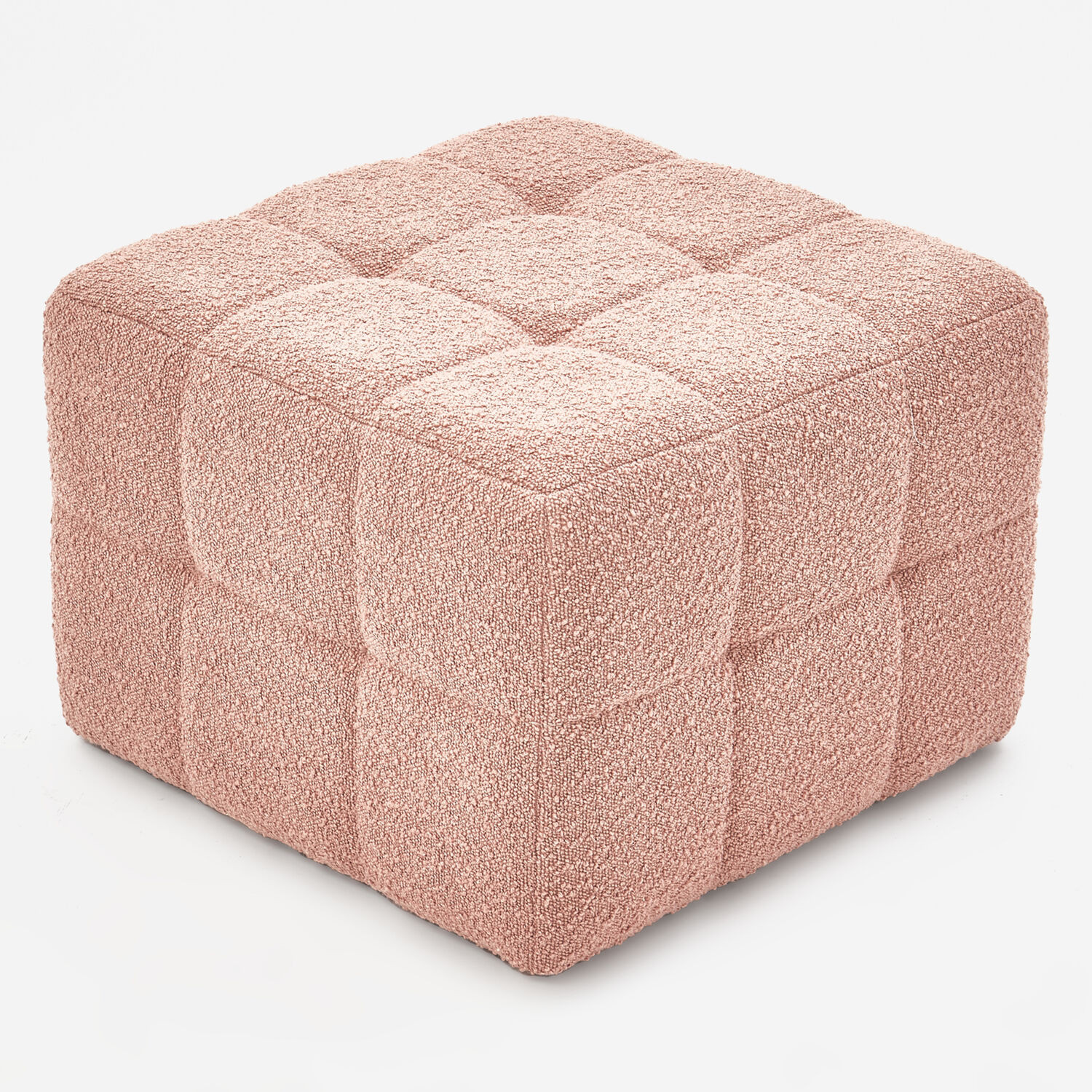 Blush Pink Boucle Cube Ottoman 40x55cm | TK Maxx