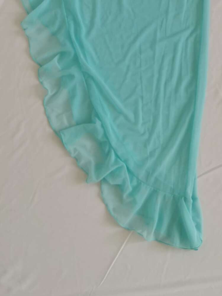 Mesh Ruffle Trim Knot Cover Up Skirt | SHEIN