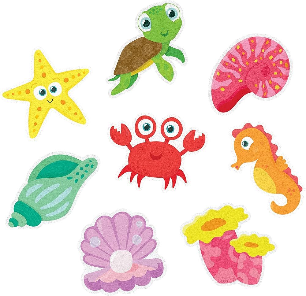 Glo Pals Guppy Grips Textured Non-Slip Bathtub Stickers, 8 Extra Large Fun Kids Anti Slip Bath De... | Amazon (US)