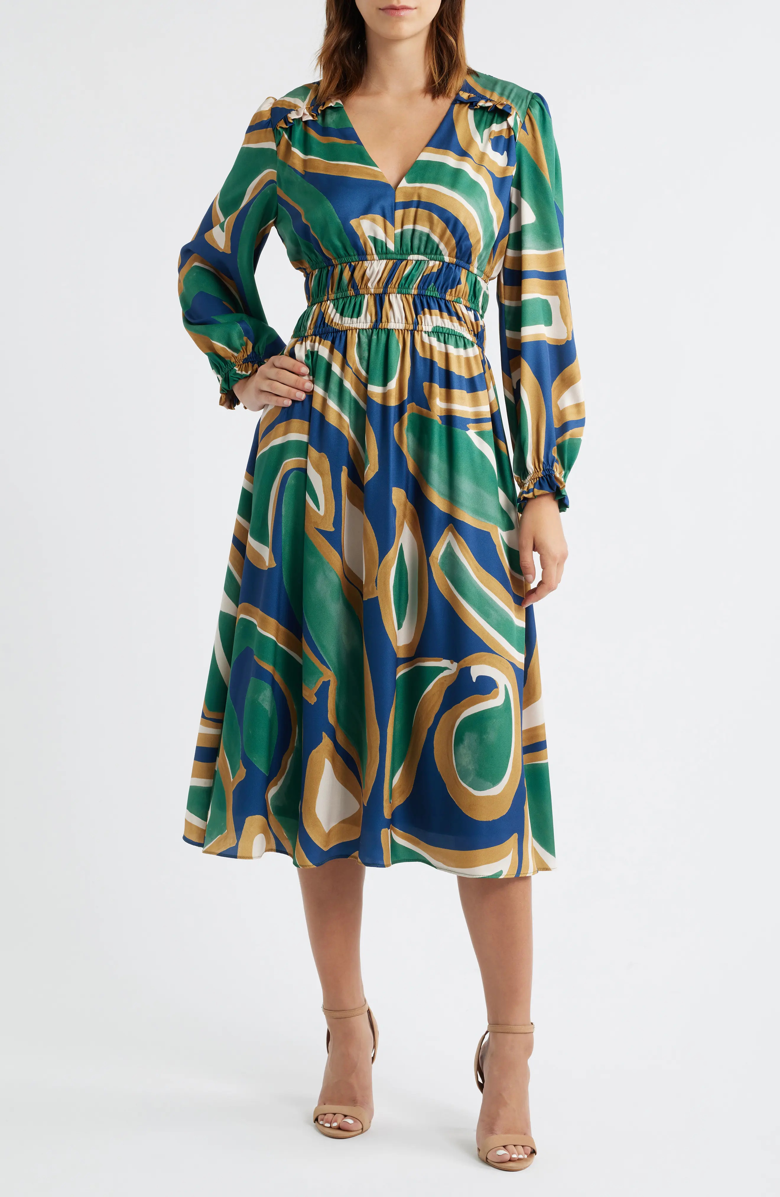 Julia Jordan Abstract Print Long Sleeve Midi Dress (Women) | Nordstromrack | Nordstrom Rack
