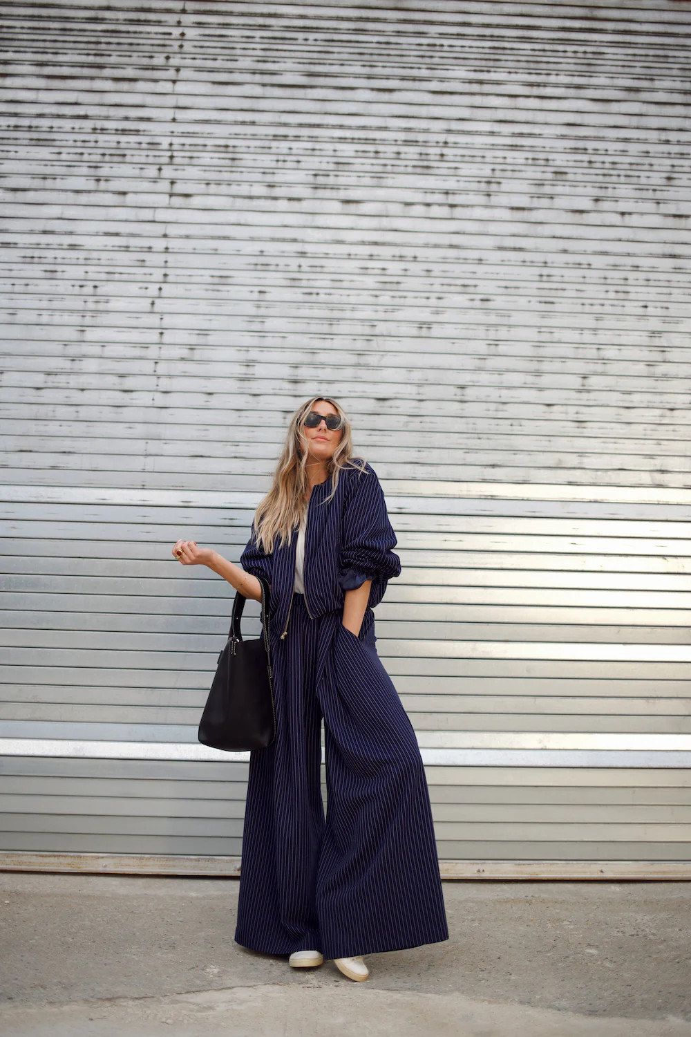 Wide Leg Trouser - Navy Pinstripe | How Do You Wear That