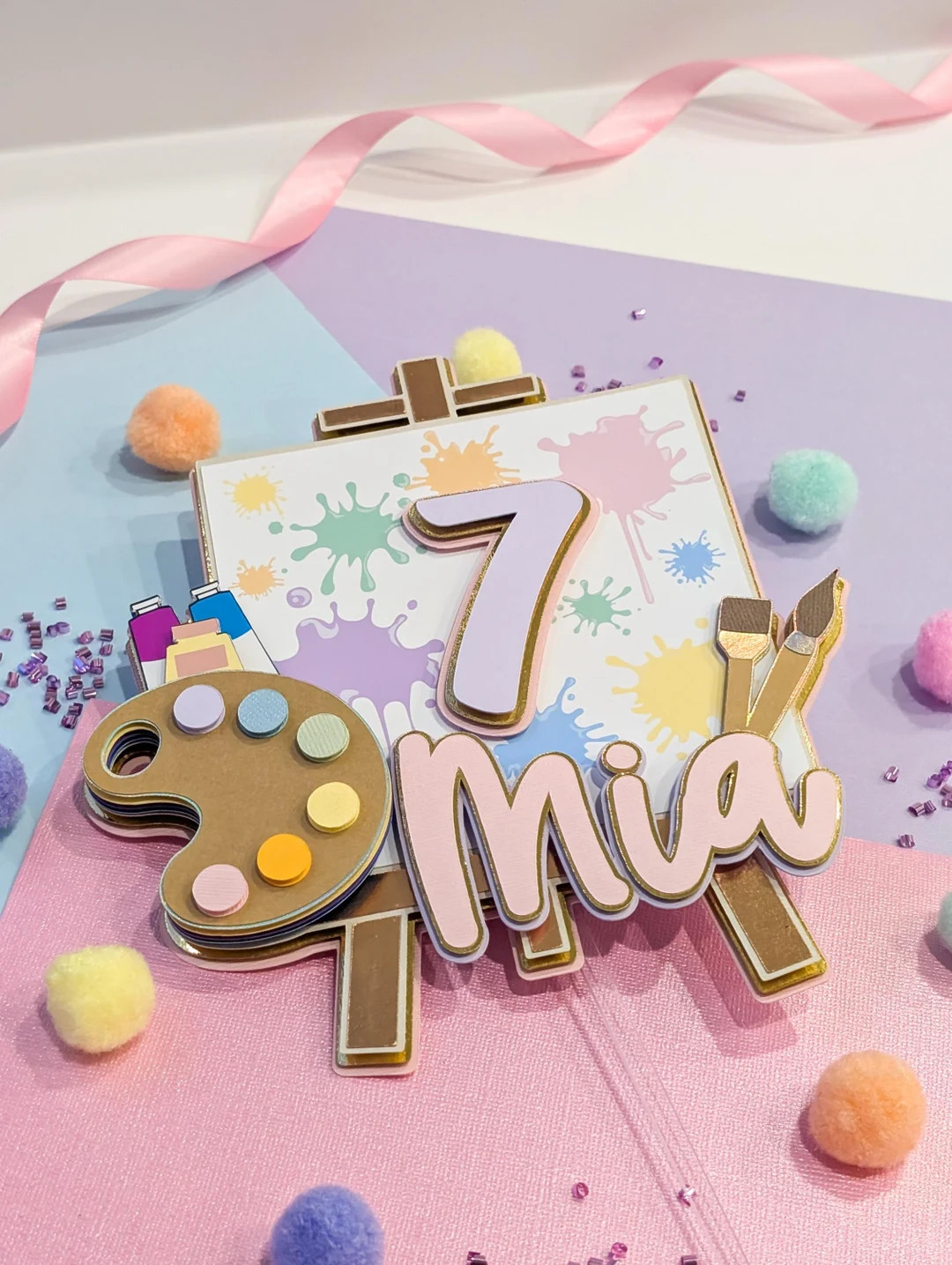 Artist Cake Topper, Art Paint Party, Painter Birthday, Art Easel Paint Brush Cake Decoration, Pai... | Etsy (US)