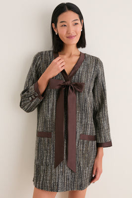 Brown Multi Coco Tweed Bow Dress | Tuckernuck (US)