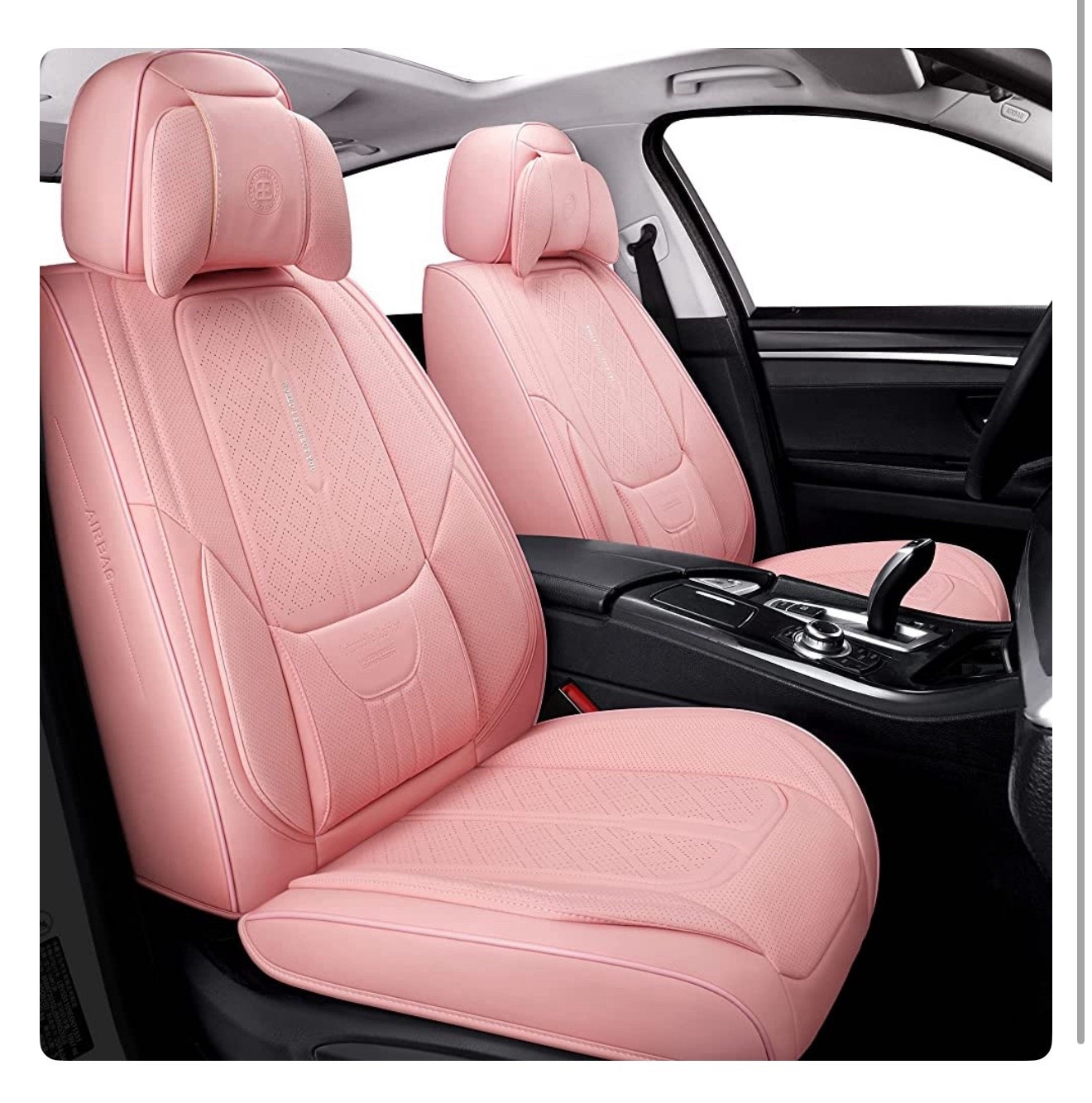 My pink car seats! 
They are tough to get on! Get some men to do it! It will fit! 