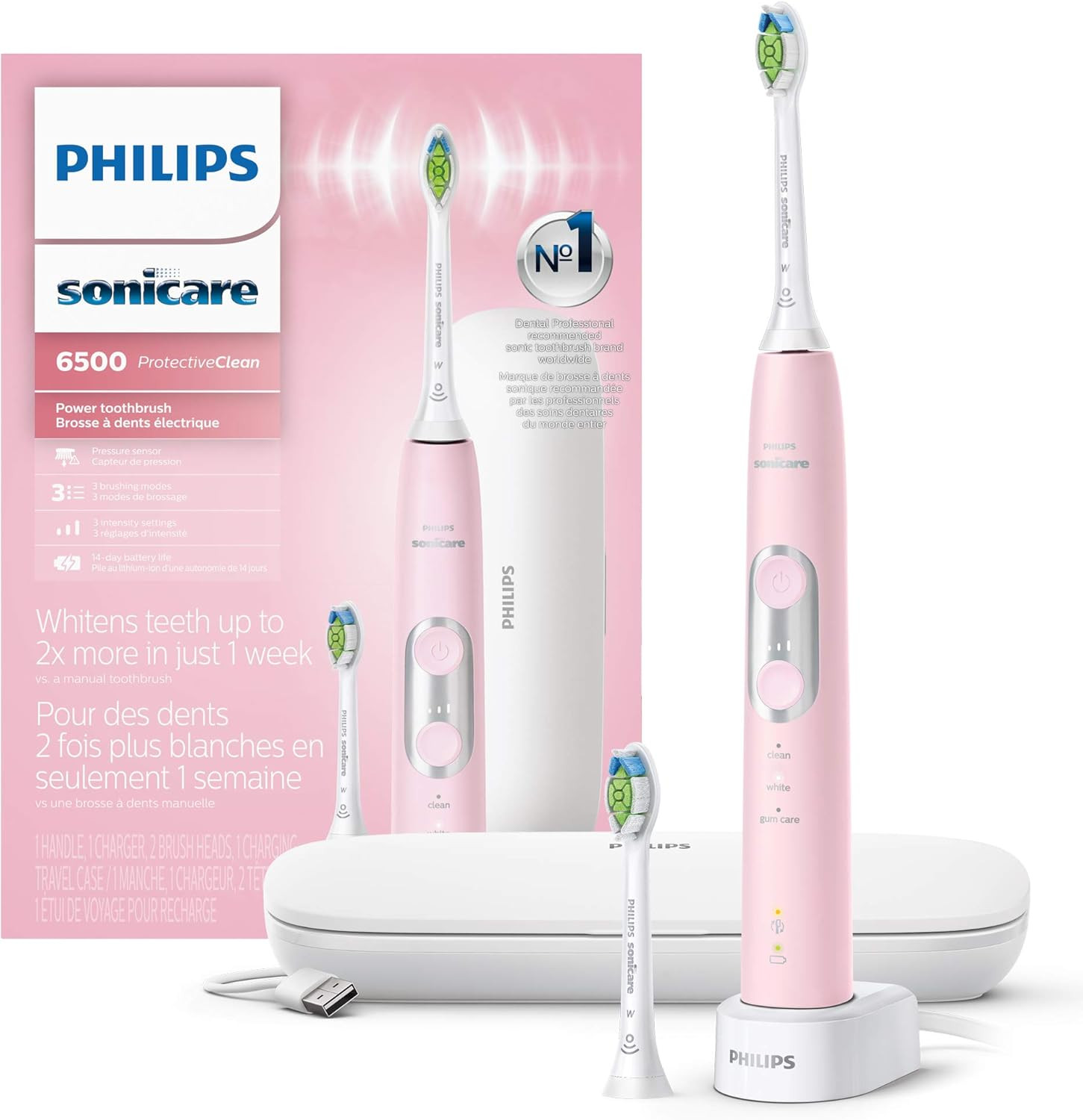 PHILIPS Sonicare ProtectiveClean 6500 Rechargeable Electric Power Toothbrush with Charging Travel... | Amazon (US)