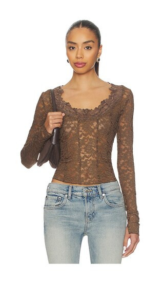 Free People All Night Long Sleeve in Brown. - size M | Revolve Clothing (Global)
