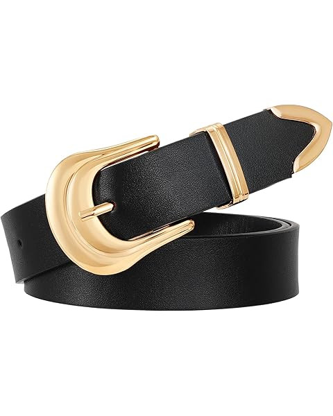 XZQTIVE Women's Leather Belt for Jeans Pants Dresses Fashion Ladies Western Leather Belt Silver B... | Amazon (US)