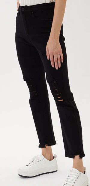 Black High Rise Distressed Crop Jeans | Shop Style Your Senses